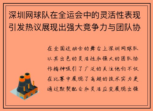 深圳网球队在全运会中的灵活性表现引发热议展现出强大竞争力与团队协作精神